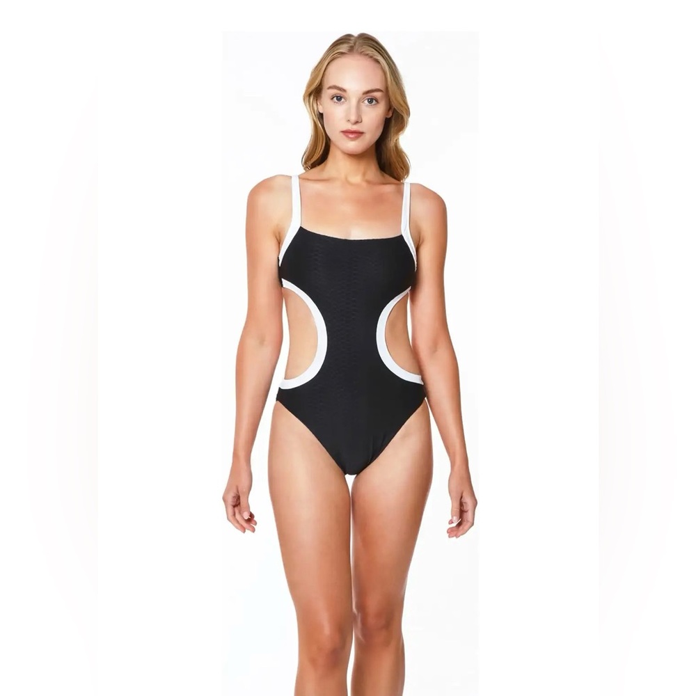 NWT Sanctuary Snake Bite Mod Monokini One-Piece Swimsuit Black White Size XL